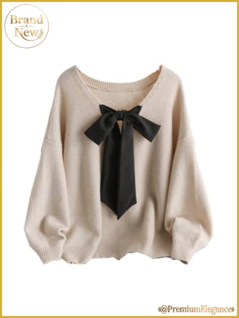 Plus Size Bow Front V Neck Pullover Sweater Loose Knit Top